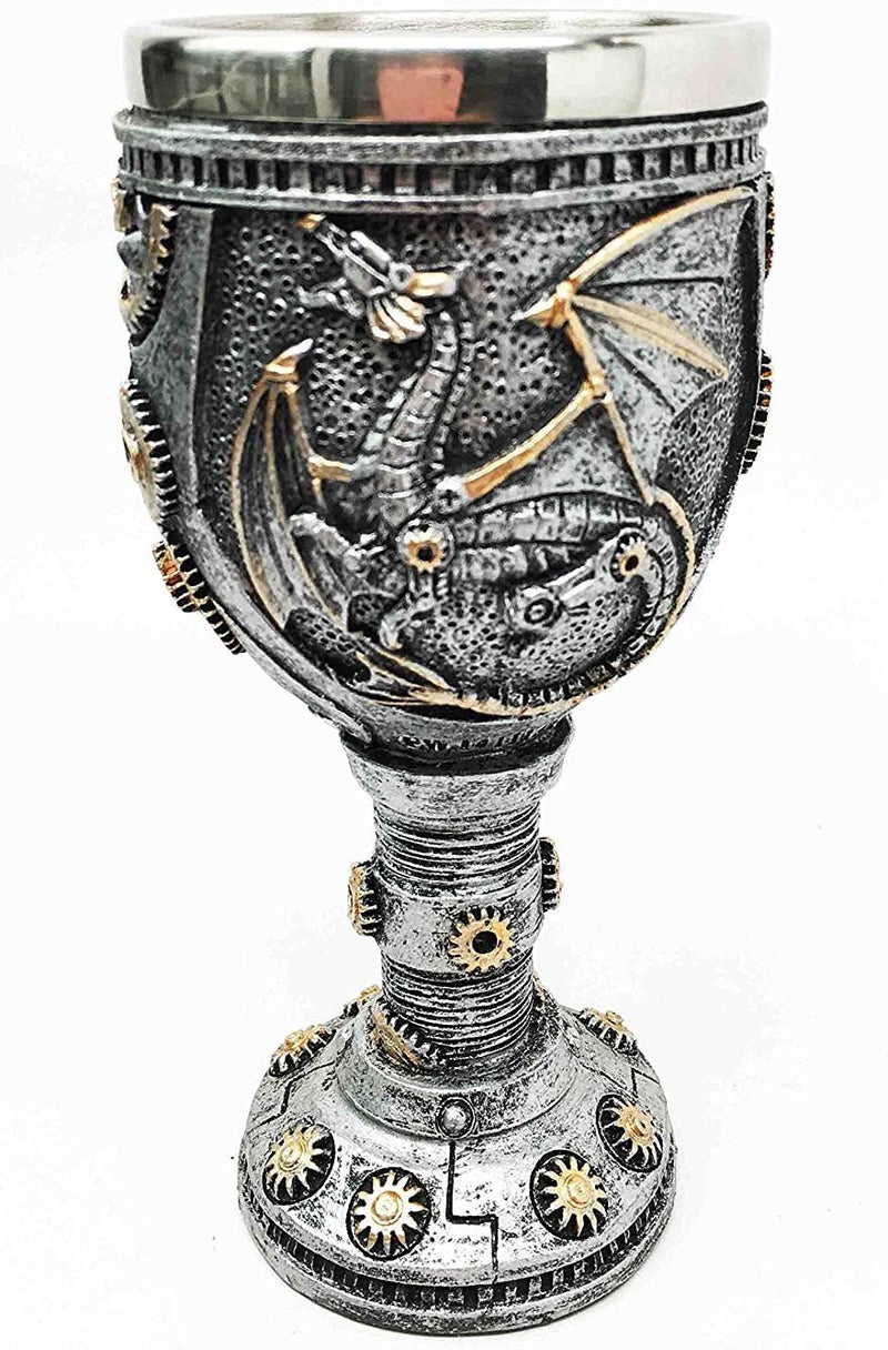 Steampunk Robotic Cyborg Dragon Eternal Voyage 5oz Wine Drink Goblet Chalice