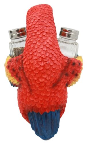 Ebros Tropical Rainforest Red Scarlet Macaw Parrot Salt Pepper Shakers Holder - Ebros Gift