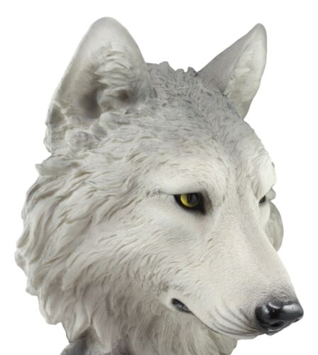 Realistic Large Gray Wolf Head Bust Statue 16"Tall Blood Lust Timberwolf Decor