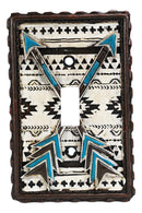 Set Of 2 Western Navajo Crossed Turquoise Arrows Wall Single Toggle Switch Plate