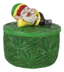 Gypsy Life Rasta Gnome Smoking On Bed Of Green Leaves Trinket Jewelry Stash Box