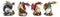 Set of 4 Metallic Red Green Pink Blue Dragons Crouching On Skulls Mini Figurines
