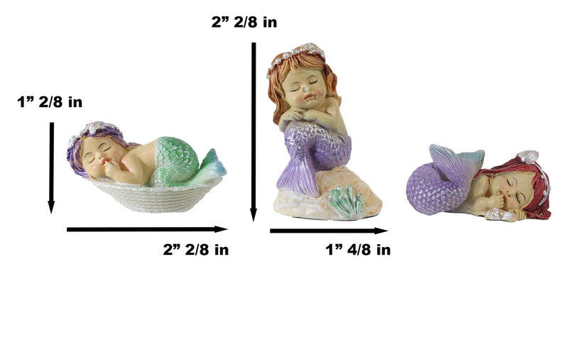 Ebros Whimsical Mergirls Mermaid Babies Small Miniature Figurines Set of 3