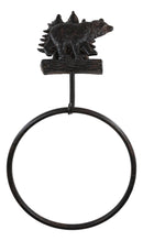 Cast Iron Rustic Cabin Bathroom Black Bear By Pine Trees Hand Towel Ring Holder