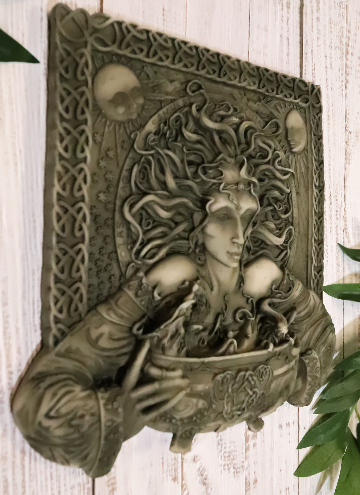 Celtic Goddess of Rebirth Cerridwen With Magical Potions Cauldron Wall Decor - Ebros Gift