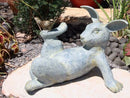 Large 12"L Aluminum Hare Rabbit Playing With Bird Buddy Garden Outdoor Statue