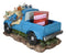 Buck Deer With Rifle In Blue Pick Up Truck With Tied Up Hunter On Hood Figurine