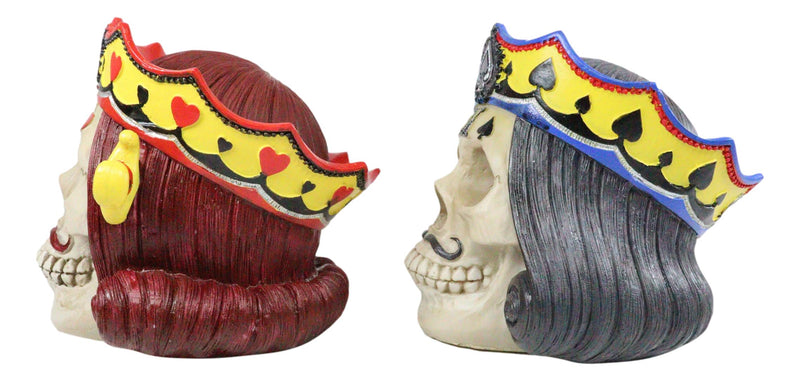 Ebros Set of 4 Casino Royale King Skulls In 4 Suits Spade Heart Club Diamond Figurine