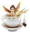 Magical Encounters Shocked Fairy Bathing In Tea Cup Figurine Fantasy Collectible
