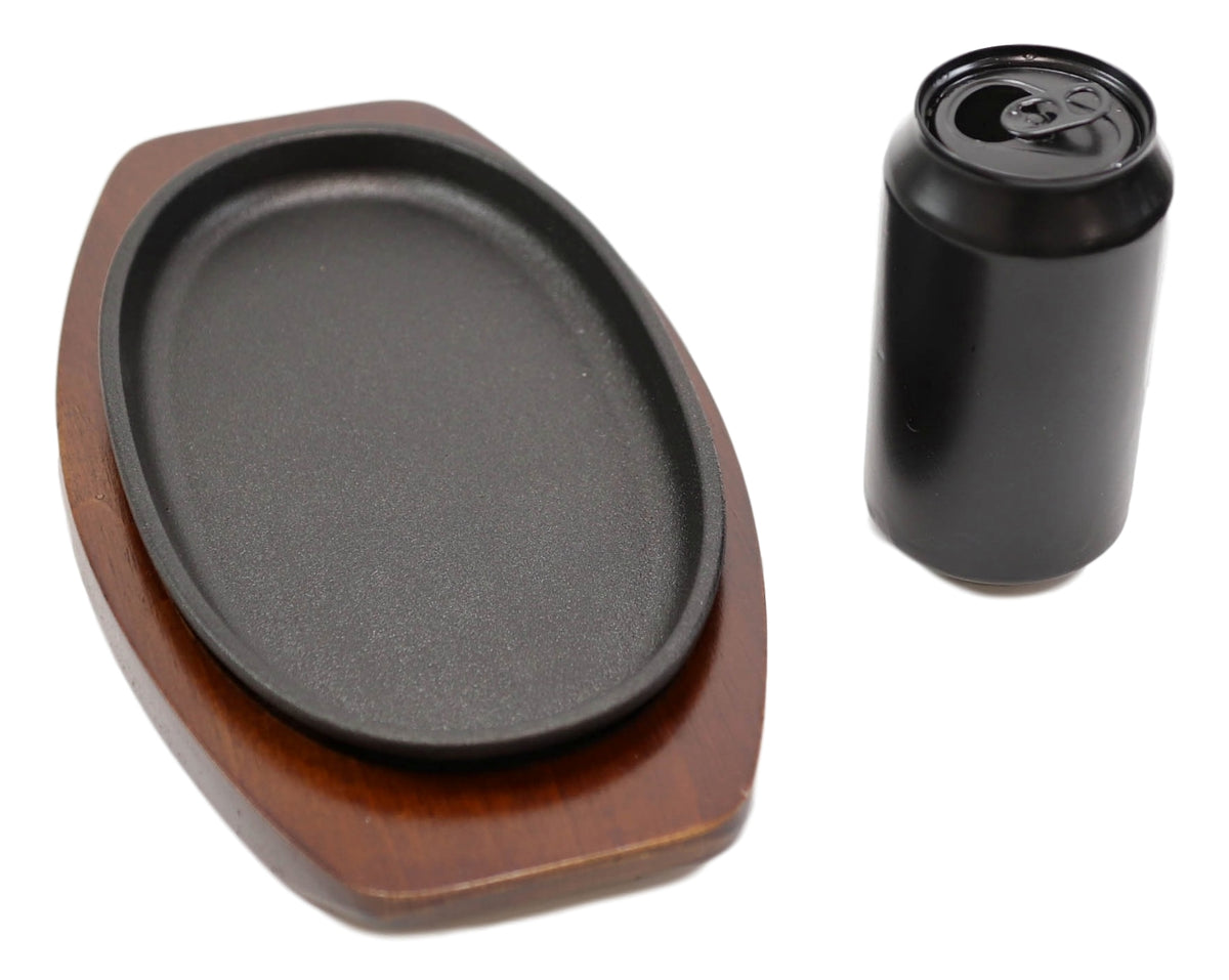 Preseasoned Cast Iron Skillet Japanese Steak Plate Pan 8.25" By 5.25" With Base - Ebros Gift