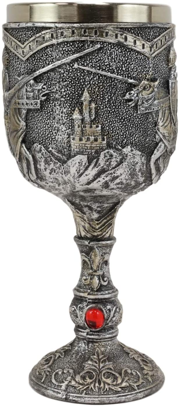 Medieval Royal Charging Horse Knight Chivalry Wine Drink Goblet Chalice 5oz