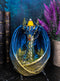 Blue Wise Dragon Guarding LED Light Crystals Smoky Backflow Cone Incense Burner
