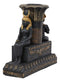 Ebros Ancient Egypt Black and Gold Seated Isis and Osiris Pillar Candle Holder