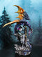 Metallic Blue Iridescent Dragon Protecting Castle On Mountain Cliff Figurine