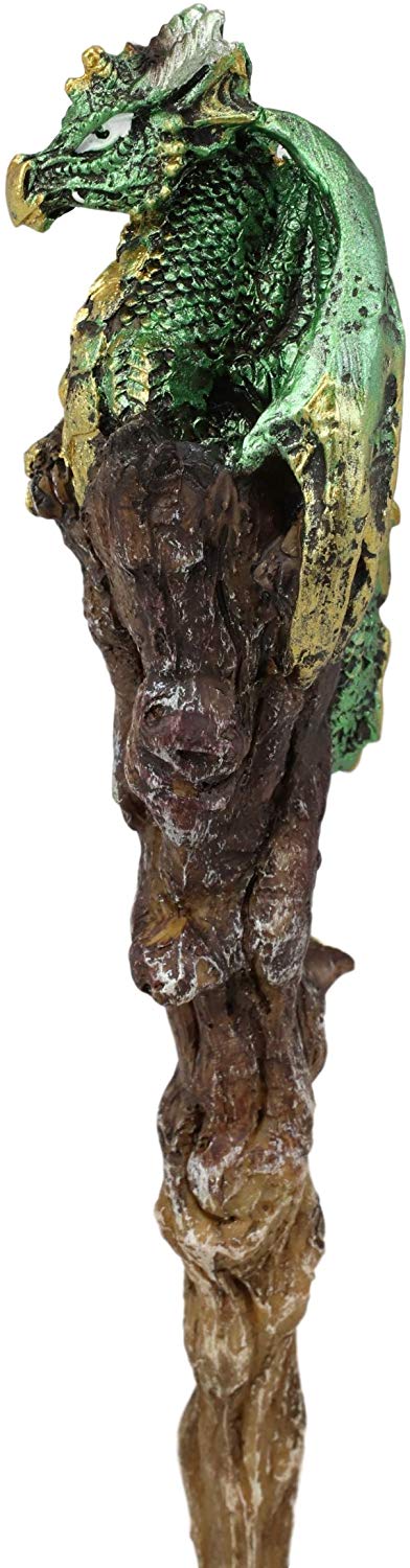 Ebros Aragon Green Dragon Cosplay Wand 9.5" Tall Accessory Fantasy Decor