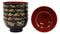 Ebros Made In Japan Black Red And Royal Gold Lacquer Copolymer Bowl 8oz Set Of 6