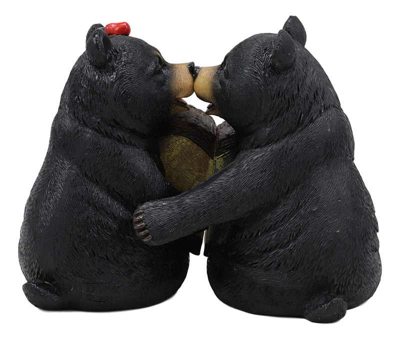 Ebros Love is in The Air Black Bear Couple Kissing and Holding Hands 2 Piece 5"H