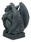 Notre Dame Gargoyle With Shield Statue Crouching Gargoyle On Celtic Pedestal