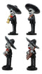 Ebros 4"Tall Fiesta Squad Day Of The Dead Skeleton Mariachi Band Statue Set of 4 Violin Guitarron Guitar And Trumpet Player Dias De Muertos Figurine Decor Set Or As Wedding Cake Toppers