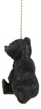 Ebros Set of 2 Ceiling Fan Metal Pull Chain Black Bears Knob Handle 3" H