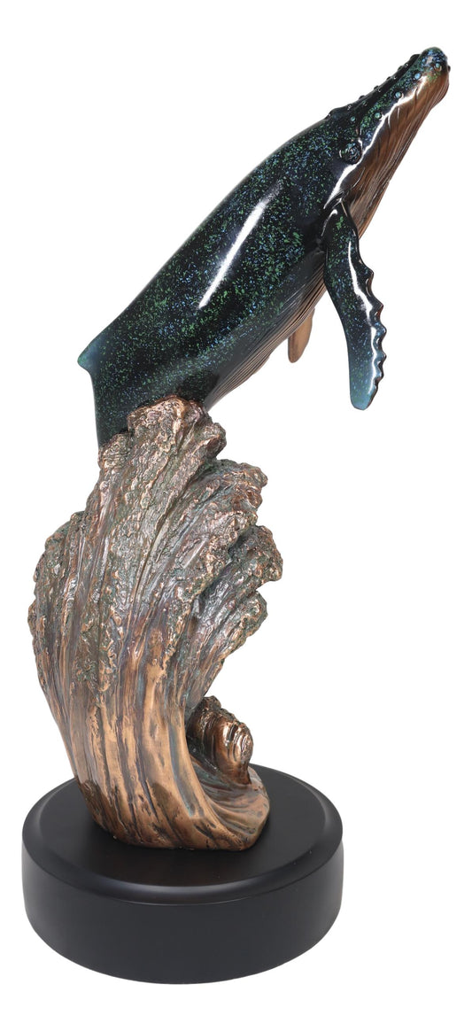 Ebros Large Nautical Ocean Marine Baleen Humpback Whale Breaching Water Statue - Ebros Gift