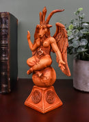 Rustic Red Clay Finish Sabbatic Goat Idol Baphomet Pentagram Figurine 6.5"H