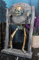 Grinning Skeleton Prisoner Chained At Pillory Keep Calm Scare On Sign Figurine