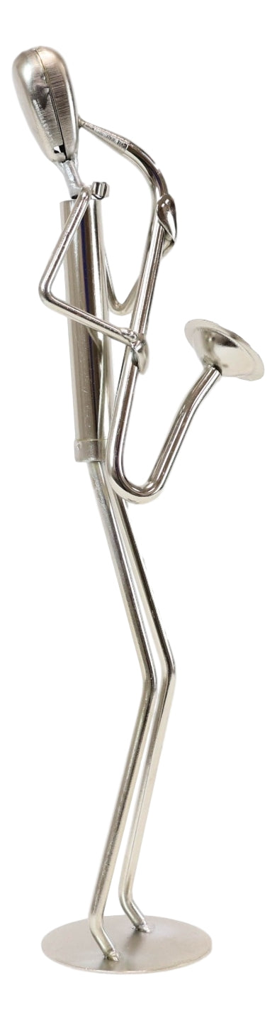 Decorative Hand Made Recycled Steel Metal Saxophone Instrument Player Musician Statue