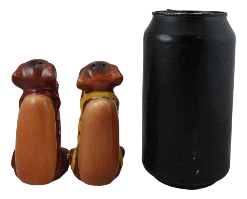 Hot Dog Wieners Dachshund Dogs In Ketchup Mustard Buns Salt Pepper Shakers Set