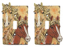 Rustic Western Chestnut Palomino Horses Single Toggle Switch Plate Cover 2pc Set