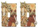 Rustic Western Chestnut Palomino Horses Single Toggle Switch Plate Cover 2pc Set