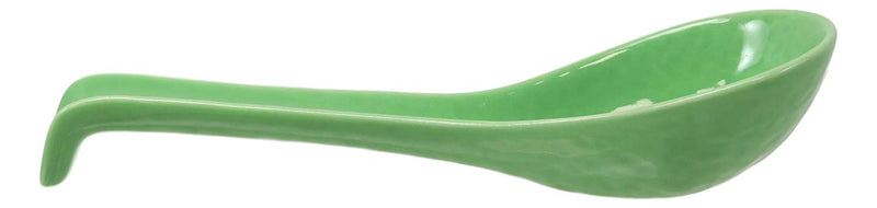 Ebros Japanese Modern Porcelain Soup Spoons With Ladle Hook Pack Of 6 (Green)