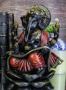 Vastu Hindu God Ganesha Ganapati Seated On Lotus Writing Mahabharata Figurine