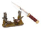 Rustic Pheasant Rooster Bird Display With Decorative Shotgun Shell Knife Set
