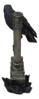 Odin Raven Perching On Thor Hammer Mjolnir With Viking Runes Skaldenmet Figurine