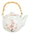 Sakura Pink Cherry Blossoms Speckled White Ceramic 42oz Large Tea Pot Teapot
