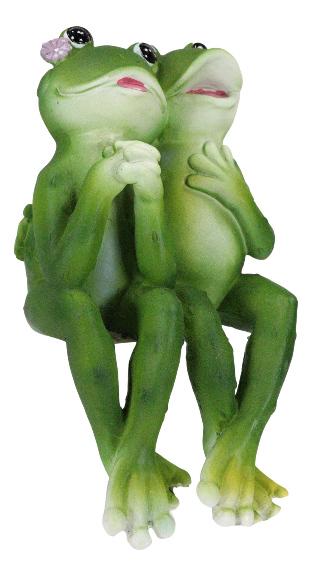 Romantic Frog Couple Sitting Side by Side Bracket Mantelpiece Ledge Shelf Sitter