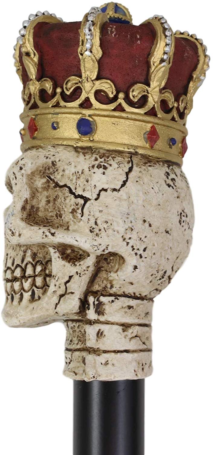 Ebros Gothic Skull with Royal Regalia Crown Decorative Prop Walking Swagger Cane - Ebros Gift