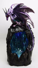 Purple Azure Quartz Dragon On Gemstone Mountain Backflow Incense Burner Figurine