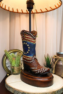 Western Patriotic American Flag Stars Stripes Cowboy Boot Table Lamp With Shade
