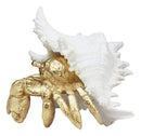 Ebros Large Ocean Sea Golden Conch Shell Hermit Crab Statue 6.75"L Seashell