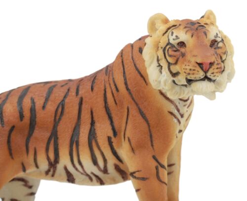 Sultan Orange Bengal Tiger On Rock Statue 7.25"Long Giant Cat Wild Animal Decor