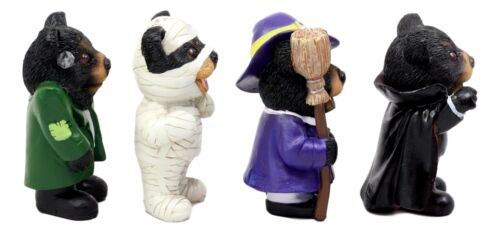 Halloween Frankenstein Witch Mummy Vampire Terror Bears Figurine Set of 4