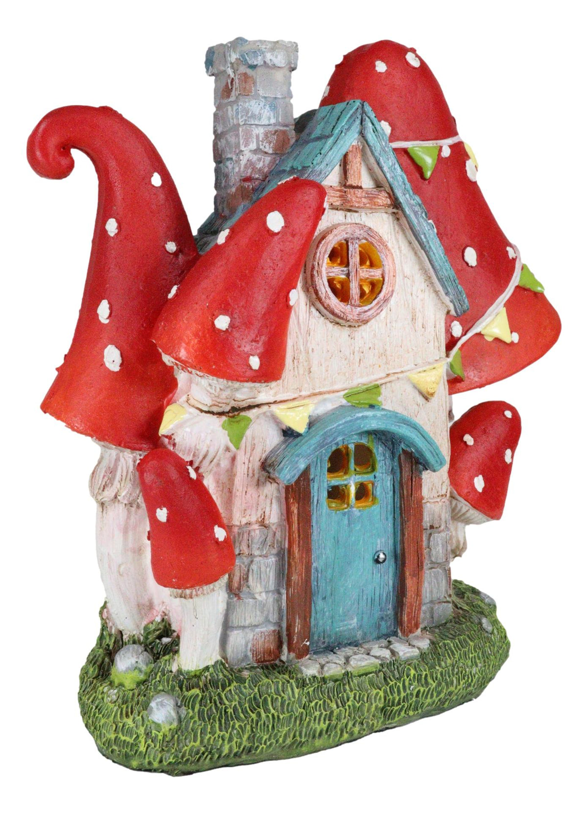 Fantasy LED Light Enchanted Fairy Garden Toadstool Mushrooms Mini Cottage House - Ebros Gift