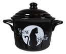 Wicca Full Moon Black Cat Feline Hungry Fine Bone China Bowl With Spoon And Lid