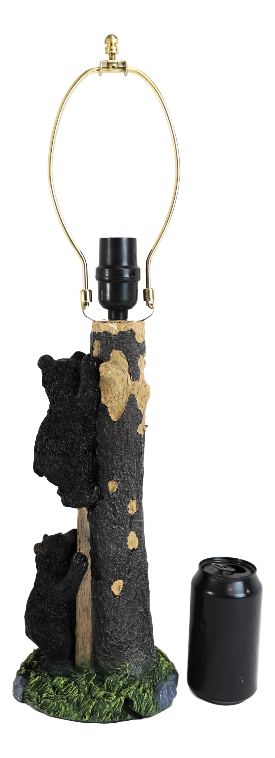 Pack Of 2 Rustic Black Bear Cubs Climbing Tree Ladder Table Lamp With Shade