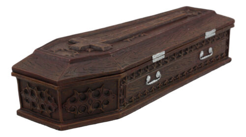 Vampire Dracula Coffin Jewelry Box Rest In Peace Casket Trinket Box Figurine 8"L