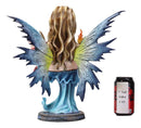 Large 14"H Fantasy Ice Elemental Fairy Controlling Ember With Red Dragon Statue