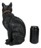 Wicca Witchcraft Green Eyed Moon Black Cat With Pentagram Necklace Figurine