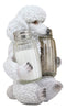 Ebros White French Poodle Puppy Pet Dog Glass Salt And Pepper Shakers Holder Set